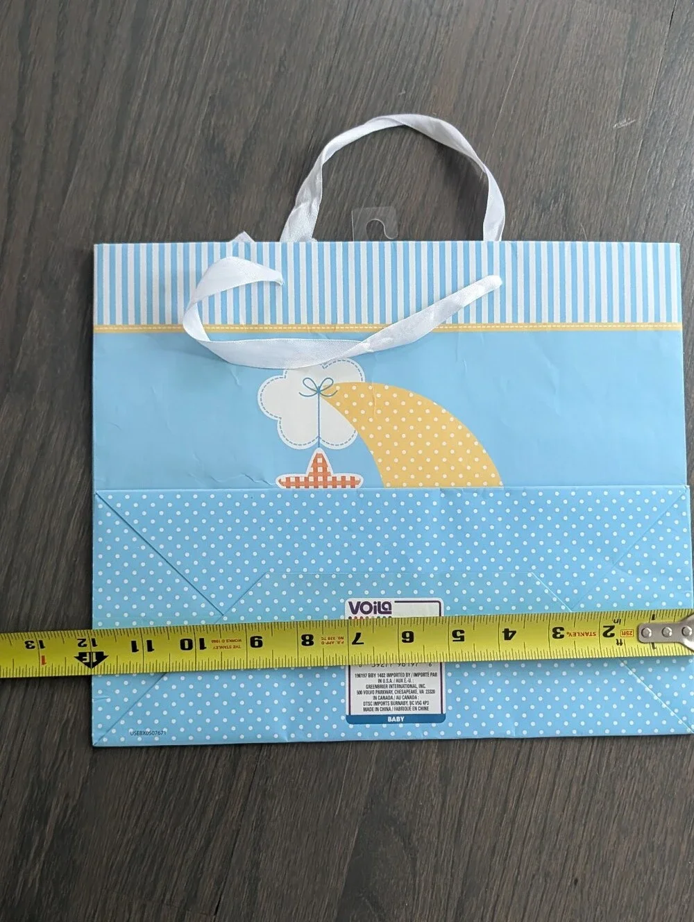 Voilà Moon and Stars Baby Shower Gift Bag Medium 10x12x5